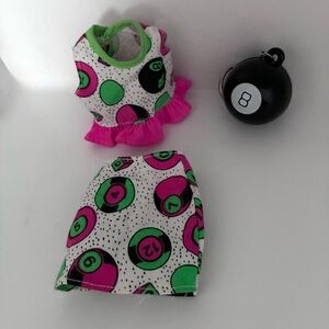 Vintage BARBIE Clothes: Barbie 2 piece Magic 8 Ball Skirt Set + Keychain